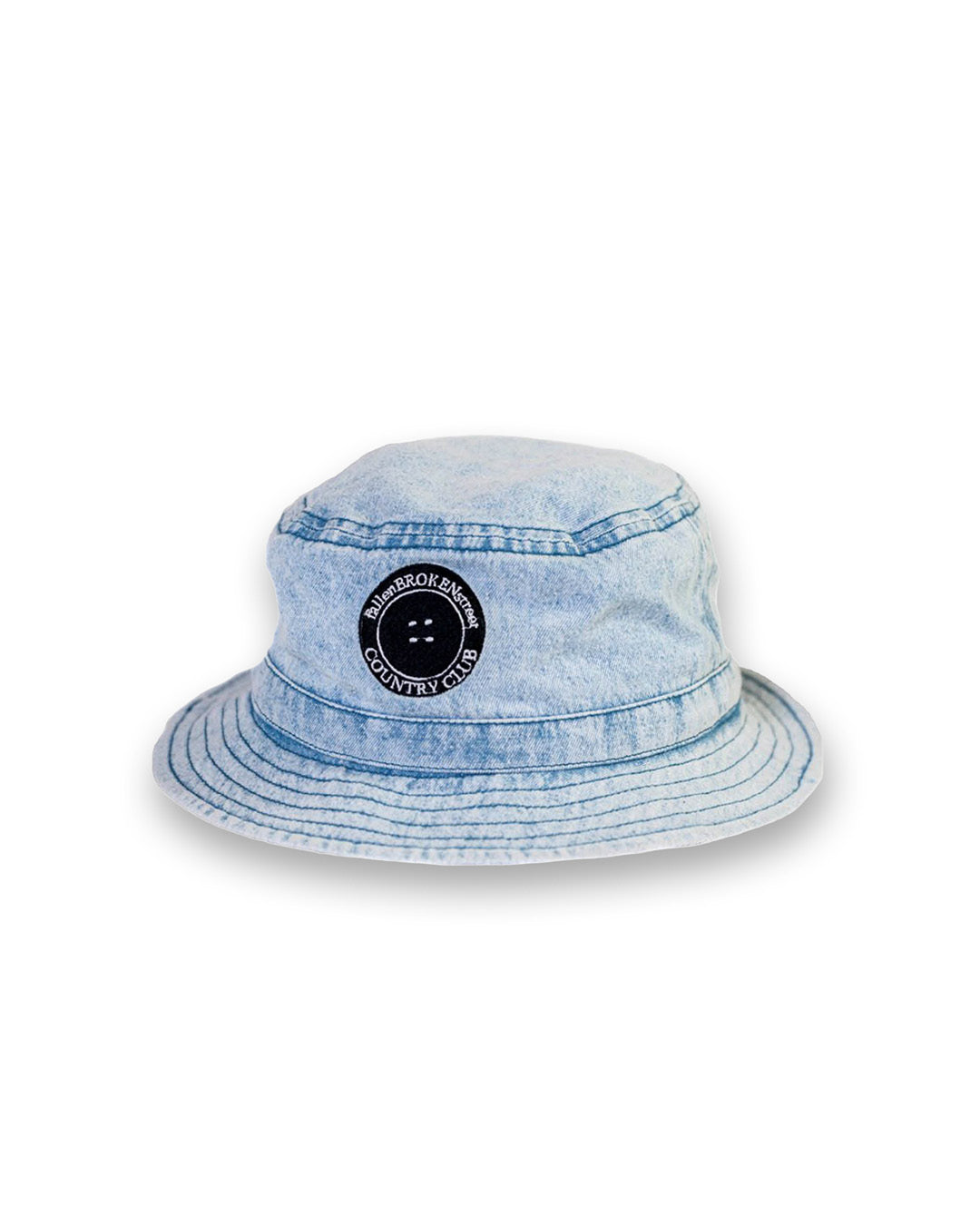 The CC Bucket Hat Kids Denim soft denim bucket hat with embroidered country club logo