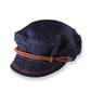 denim cap on white background
