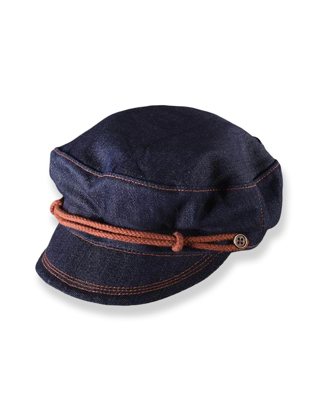 denim cap on white background
