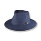 Blue fedora hat on a white background