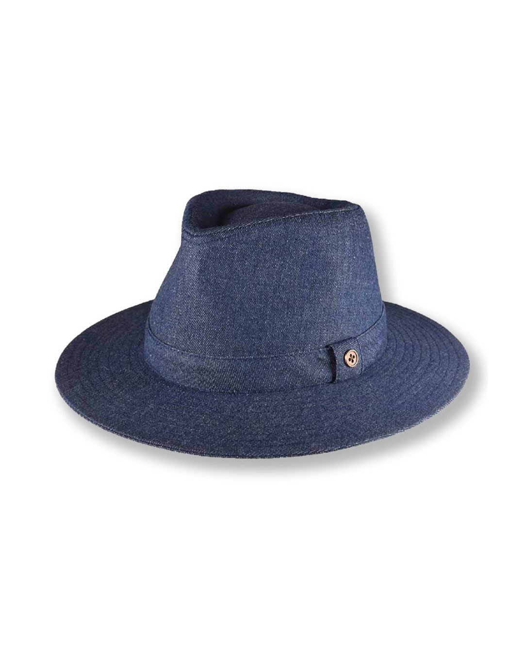 Blue fedora hat on a white background