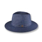 Blue fedora hat on a white background