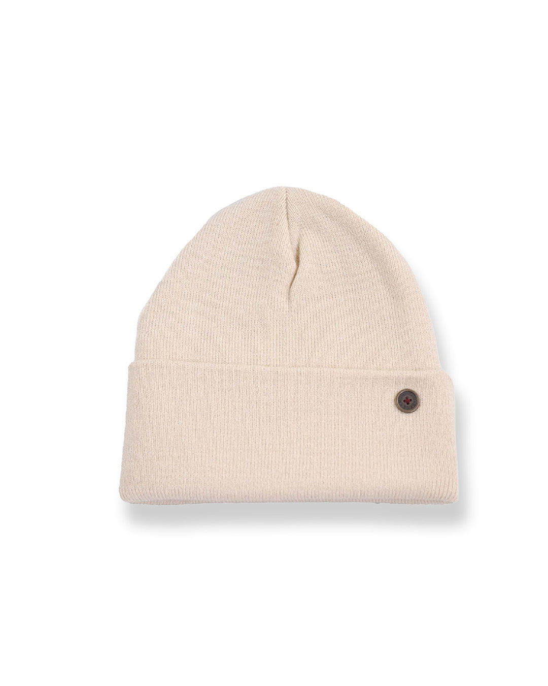 The Lucks Beanie Beige, ribbed knit wool blend with FallenBROKENstreet logo badge on cuff.