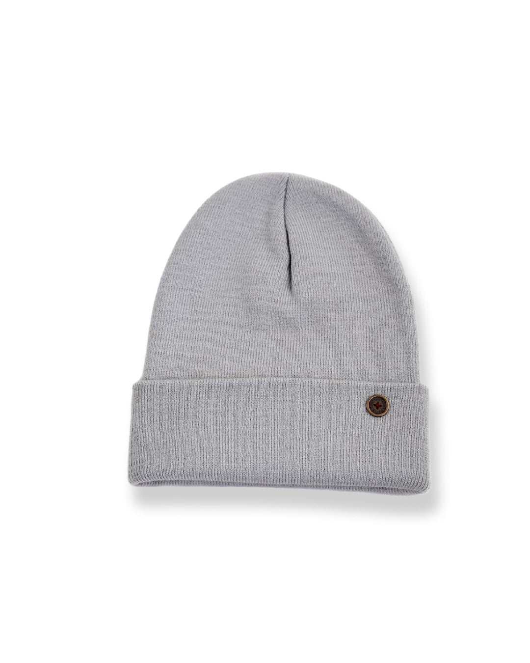 The Lucks Beanie Grey, ribbed knit wool blend with FallenBROKENstreet logo badge on folded cuff.