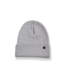 The Lucks Beanie Grey, ribbed knit wool blend with FallenBROKENstreet logo badge on folded cuff.