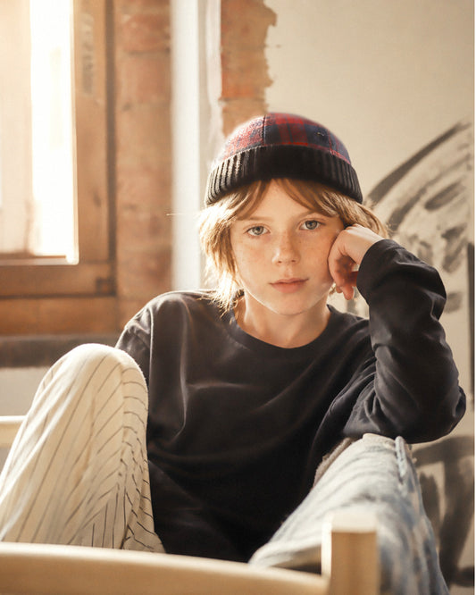 The New Yorker Cap – Red Tartan – Kids