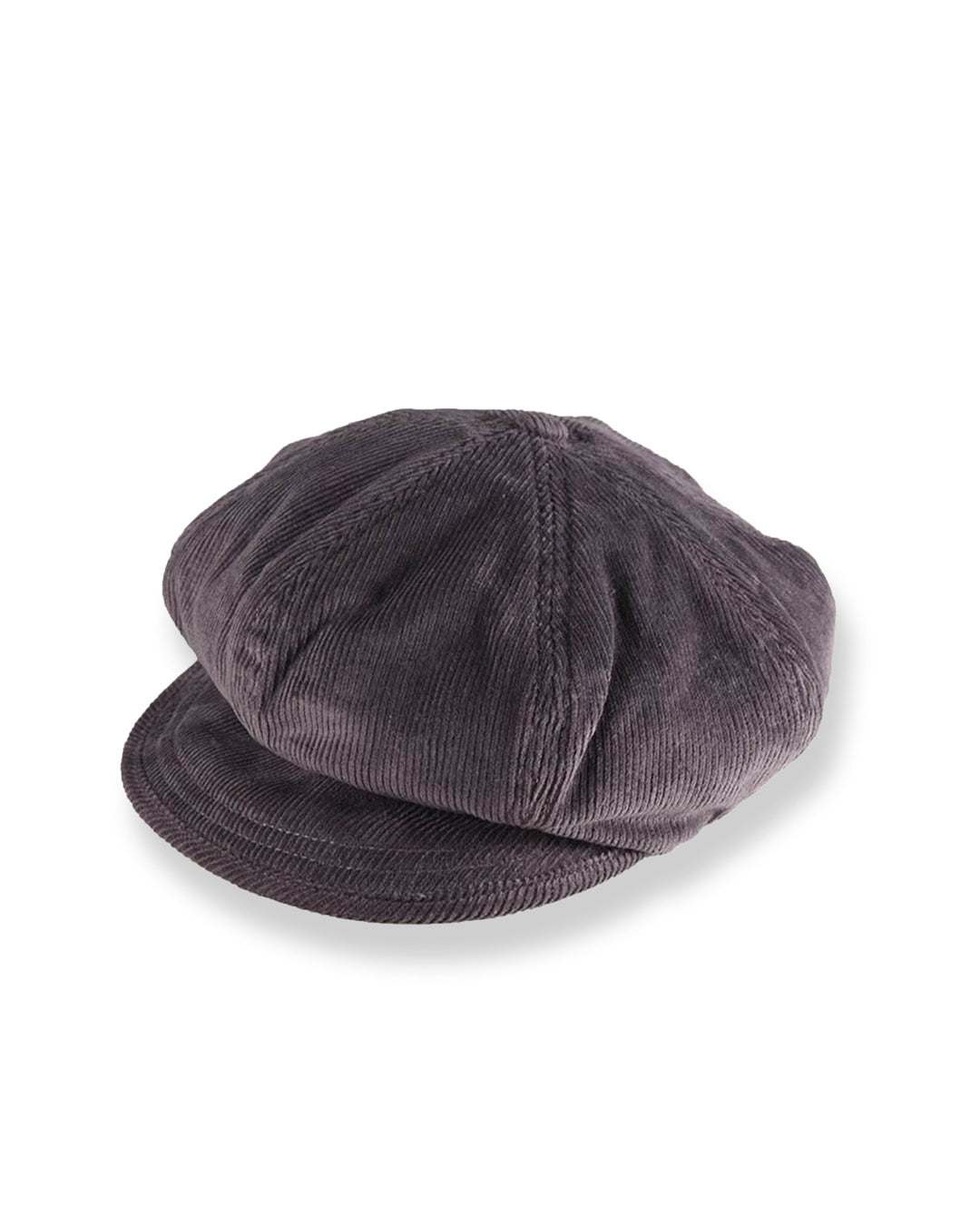 Dark gray corduroy cap on a white background