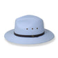Light blue hat with a black band on a white background