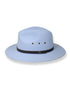 Light blue hat with a black band on a white background