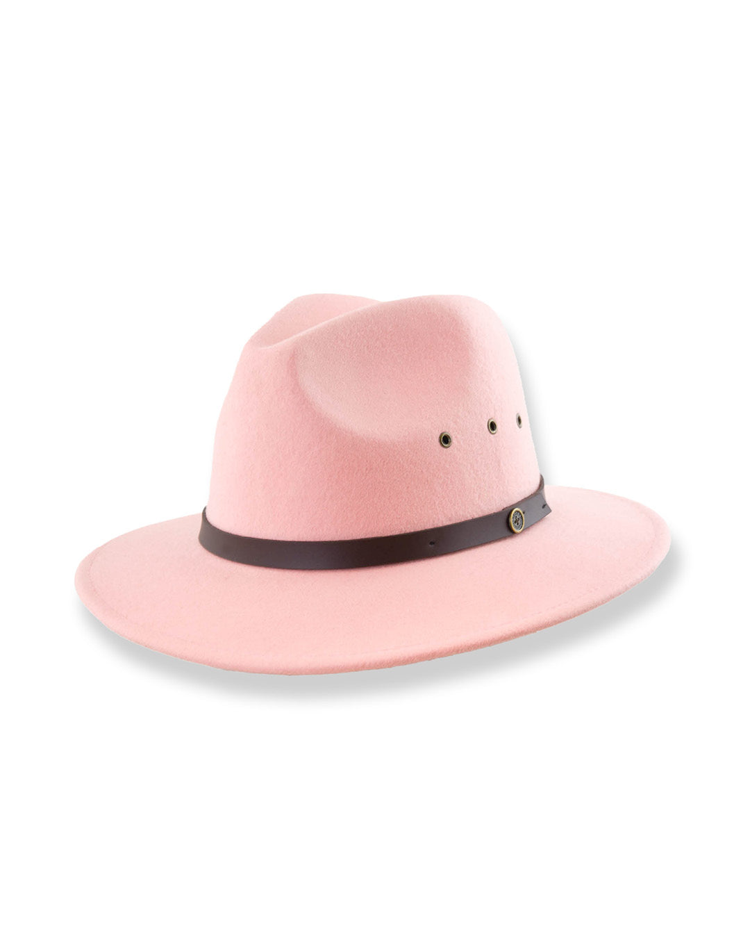 Pink felt hat on a white background