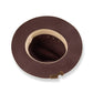 chocolate brown felt hat underside view