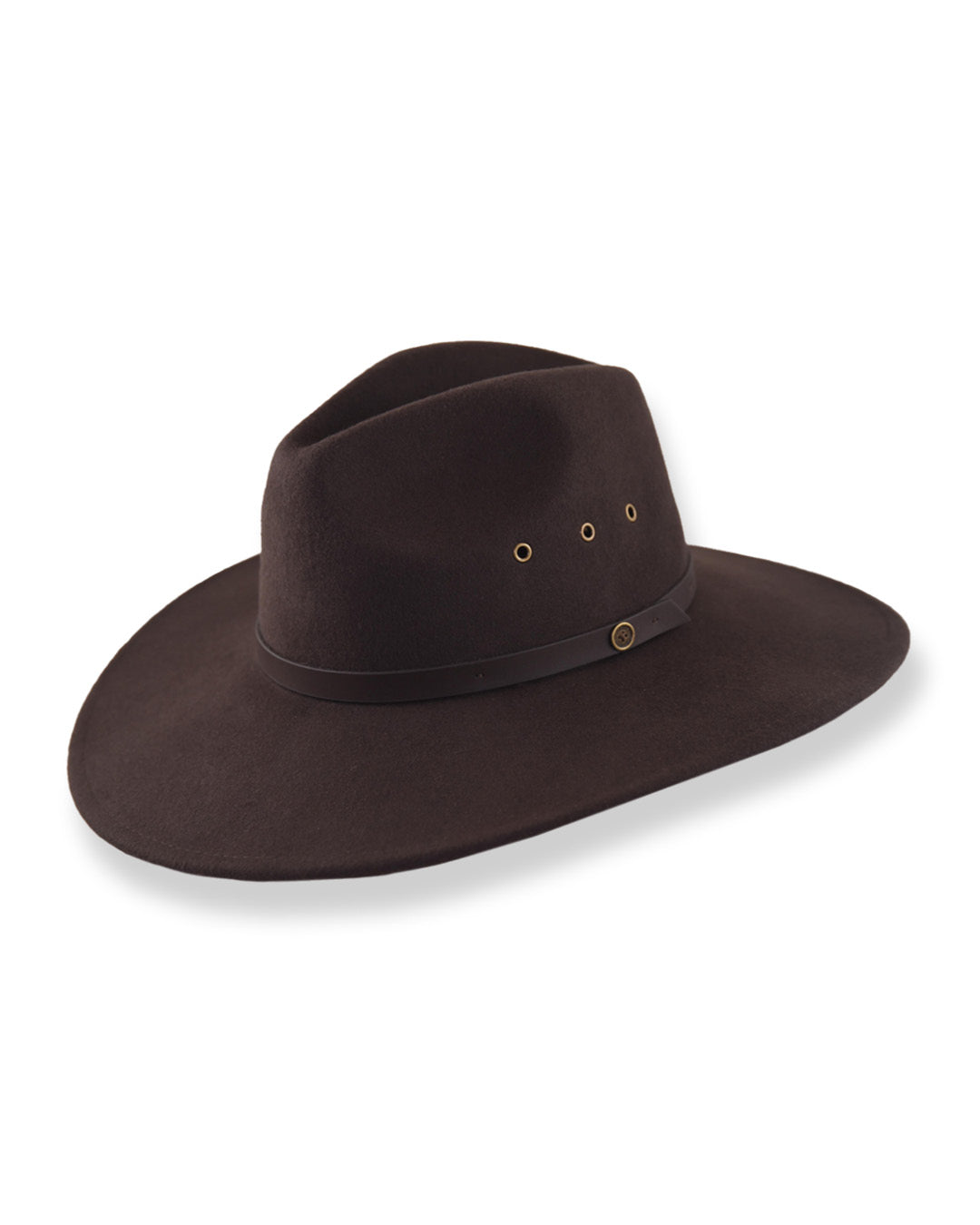 The Ratatat Wide Brim Felt Hat Chocolate, brown wool felt wide brim hat by Fallen Broken Street