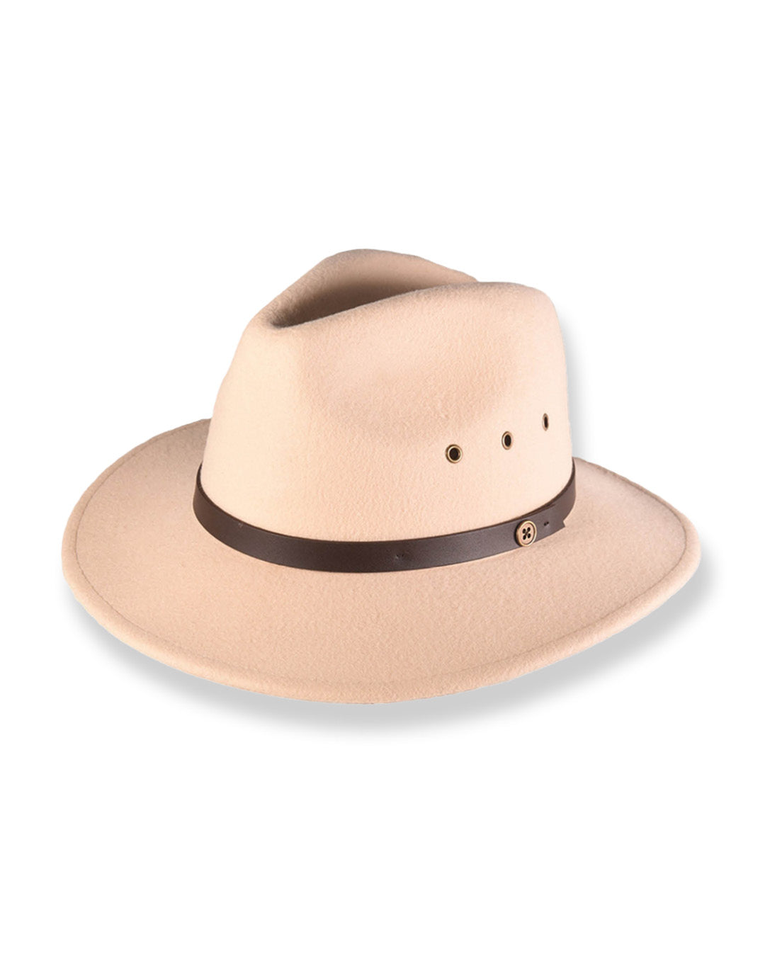 Cream Wool Felt hat on white background