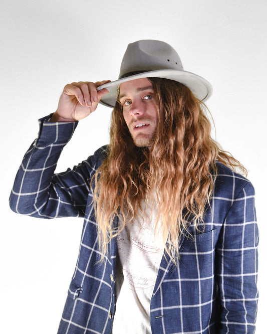 Ratatat Felt Hat Grey studio product shot Australian wool felt classic grey shade
