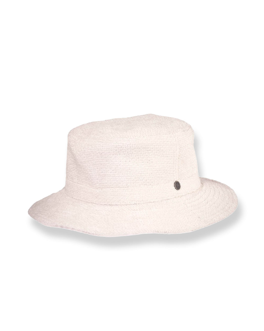 Beige bucket hat on a white background