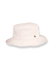 Beige bucket hat on a white background
