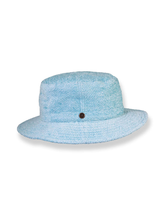 Saturday Bucket Hat – Blue by FallenBROKENstreet. Wide brim cotton chenille bucket hat with UPF 50+ sun protection and cotton inner band for comfort. Lightweight, breathable, and durable, designed for summer festivals, travel, and everyday wear. Bold blue colourway adds a fresh statement to coastal and city styling.