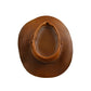 Top View of Handcrafted children’s leather hat with natural brown finish, perfect for outdoor adventures – Fallenbrokenstreet.