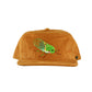 Front view of mustard corduroy Stash Cap with cicada embroidery by Fallenbrokenstreet