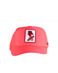 The Surf Stash Cap in bold red, featuring hidden stash pocket and embroidered FallenBROKENstreet detail.