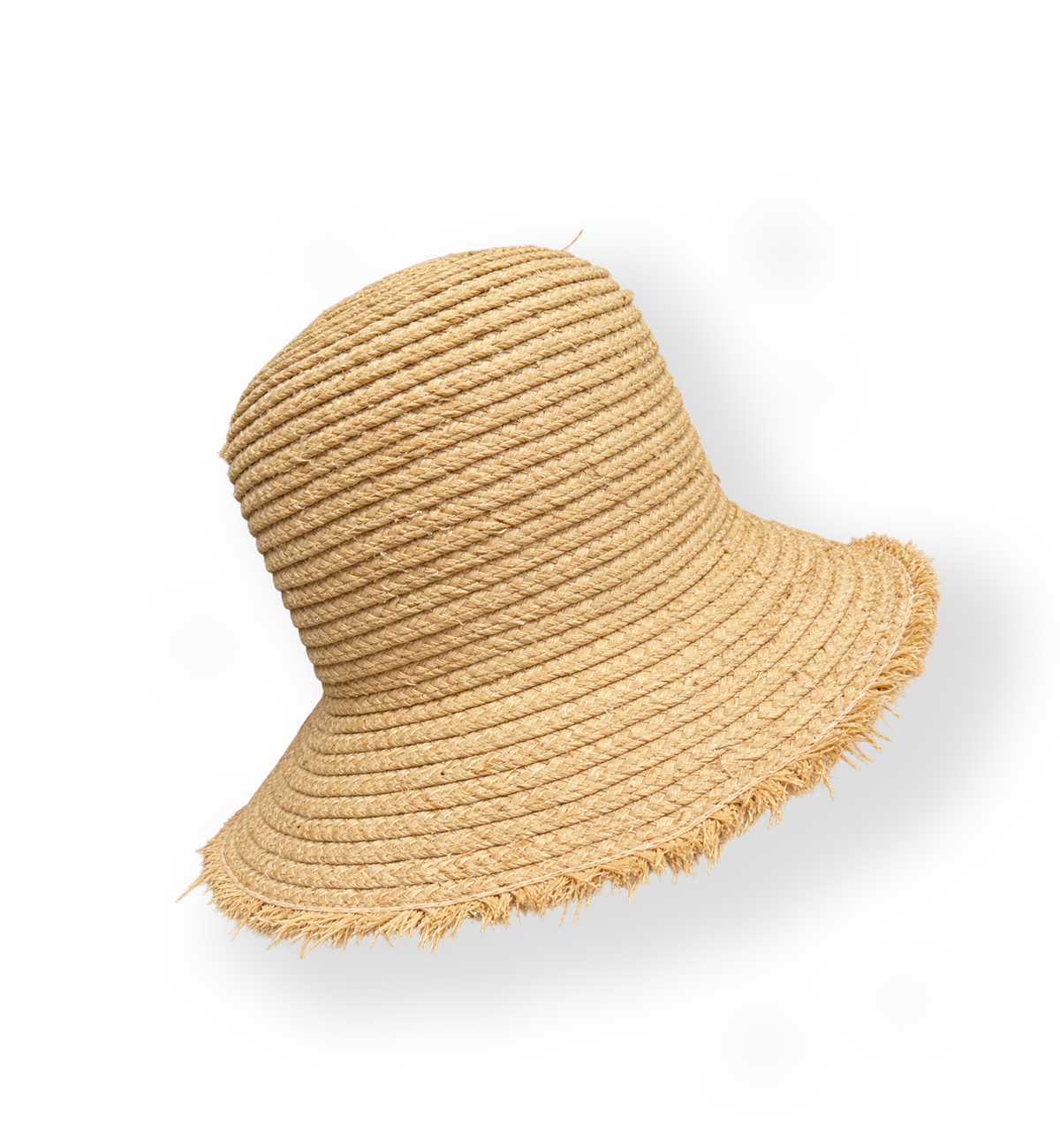 The Mabel Fringe - Foldable Raffia Bucket Hat in Natural