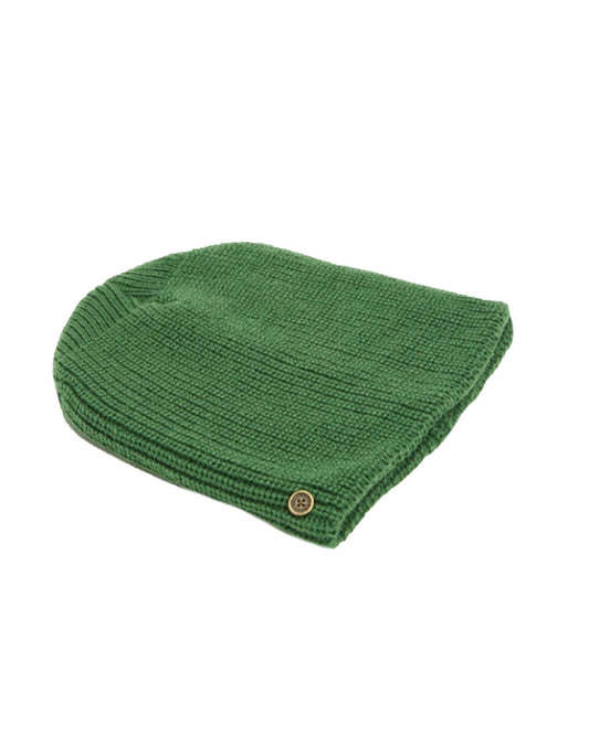 Wally Beanie Green, acrylic knit beanie with signature FallenBROKENstreet button.

