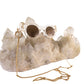 The "Kill Them with Kindness" chain attached to white-frame sunglasses and arranged on a natural crystal. This image highlights the full length of the eyewear chain and the textured gold finish. A perfect accessory from FallenBROKENstreet’s unique eyewear styling collection.

