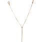 The "Kill Them with Kindness" eyewear chain by FallenBROKENstreet is displayed against a white backdrop, showcasing its elegant 24k gold-plated finish. The chain includes lobster clasps and hoops for secure attachment to any sunglasses, featuring signature running-script writing woven directly into the design. A stylish and versatile eyewear accessory.

