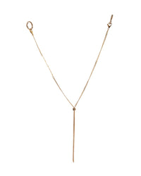 The "Kill Them with Kindness" eyewear chain by FallenBROKENstreet is displayed against a white backdrop, showcasing its elegant 24k gold-plated finish. The chain includes lobster clasps and hoops for secure attachment to any sunglasses, featuring signature running-script writing woven directly into the design. A stylish and versatile eyewear accessory.

