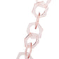 Detailed view of the SUPERNATURAL Chain in clear pink by Fallenbrokenstreet. This close-up highlights the chunky, hexagonal link design and subtle translucent hue. Perfect accessory for summer festivals, beach days, or everyday sunwear style.

