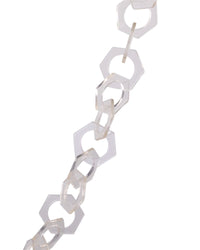 Detailed close-up of the SUPERNATURAL Chain in Skywalker by Fallenbrokenstreet. Shows the translucent acetate hexagon links, lightweight construction, and modern minimal aesthetic for festival-ready sunglasses style.