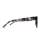 Side profile of the Moondust/Amber Astral Plane sunglasses with arms folded. Highlights the unique blend of earthy purples and greens in the acetate frame and subtle gold detailing on the temples.

