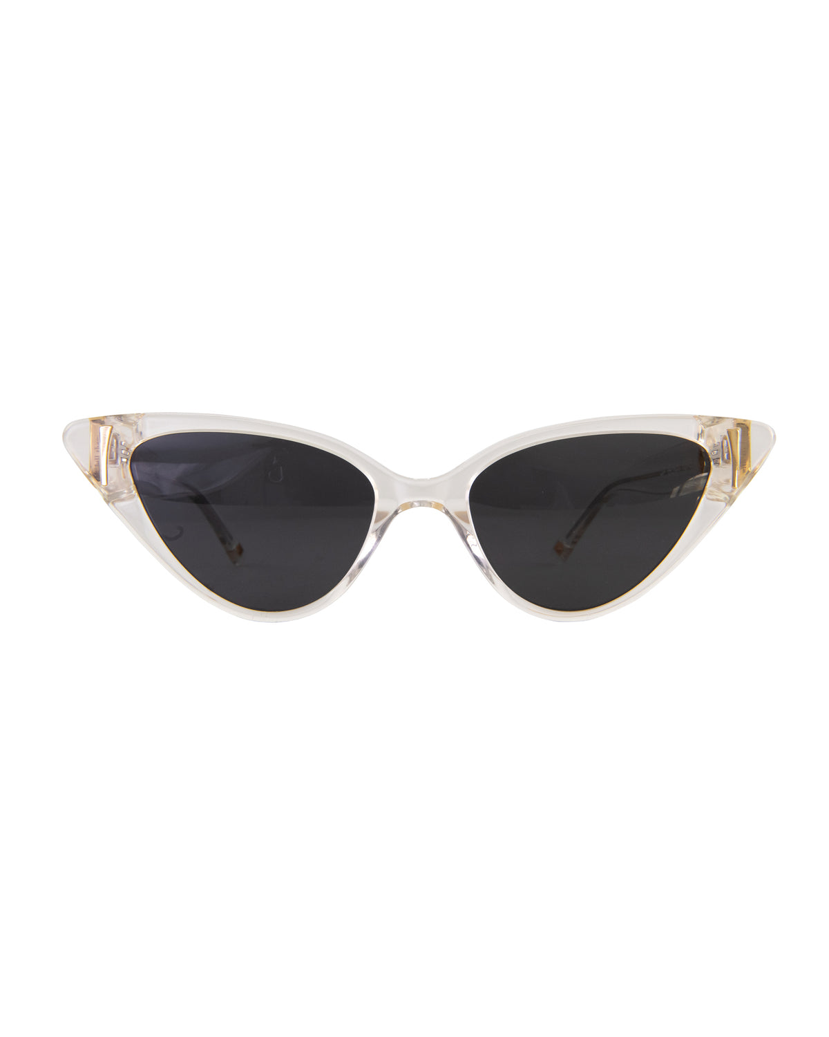 Fallenbrokenstreet The Astral Plane – Skywalker/Black sunglasses featuring a sleek white and translucent acetate frame with sharp cat-eye silhouette and black polarised lenses, perfect for bold and modern style


