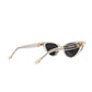 Diagonal overhead angle of The Astral Plane – Skywalker/Black sunglasses showing elegant temple lines, contrast between translucent frame and black lenses, and modern winged corners

