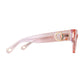 Side-on product image of THE COSMOS – Pink/Pink sunglasses. Features visible gold detailing and translucent pink arms. Shot on white background.