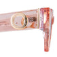 Side profile detail of THE COSMOS – Pink/Pink sunglasses. Gold and acetate temple finish with sculpted shape and delicate arm curvature.