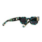Side-angle view focused on gold ring detailing at the temple tip of the sunglasses. Galaxy colours swirl in acetate, providing an upscale, artistic visual.

