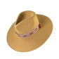 Mustard wool felt festival hat with Nine Lives ribbon – front view

