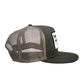 Side profile of army green trucker cap from Marty Baptist x Fallenbrokenstreet collab