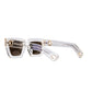 Angled view of The Mischief – Skywalker/Amber sunglasses showing lens depth, frame structure, and contrast in silhouette.

