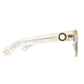 Side view of white acetate arm with polarised black lens. Gold chain compatibility loop clearly visible, showcasing function and style.


