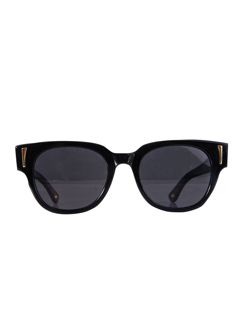 Black acetate sunglasses with polarised lenses by FallenBROKENstreet – front product view