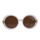 THE ORBIT – Skywalker round white sunglasses with amber polarised lenses, front view

