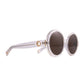 THE ORBIT – Skywalker sunglasses angled view with white round frame and amber polarised lenses by Fallenbrokenstreet

