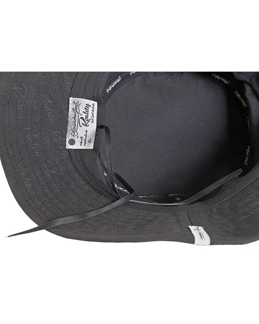 Side view of sustainable black bucket hat

