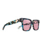 Galaxy frame sunglasses with pink polarised lenses – front angle

