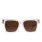 Clear acetate sunglasses with brown polarised lenses – front view

