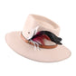 Alternate angled product image showcasing The Drift’s wide brim and removable feather detail in high clarity.

