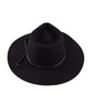 Top-down view of the Edison Rancher in black showing the classic crown shape, 90mm wide brim, and leather band detail—elegant and practical for sun protection.

