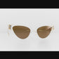 Still image from a product video showing The Astral Plane sunglasses in clear Skywalker acetate with amber lenses. Clean white background and perfect lighting to show detail.

